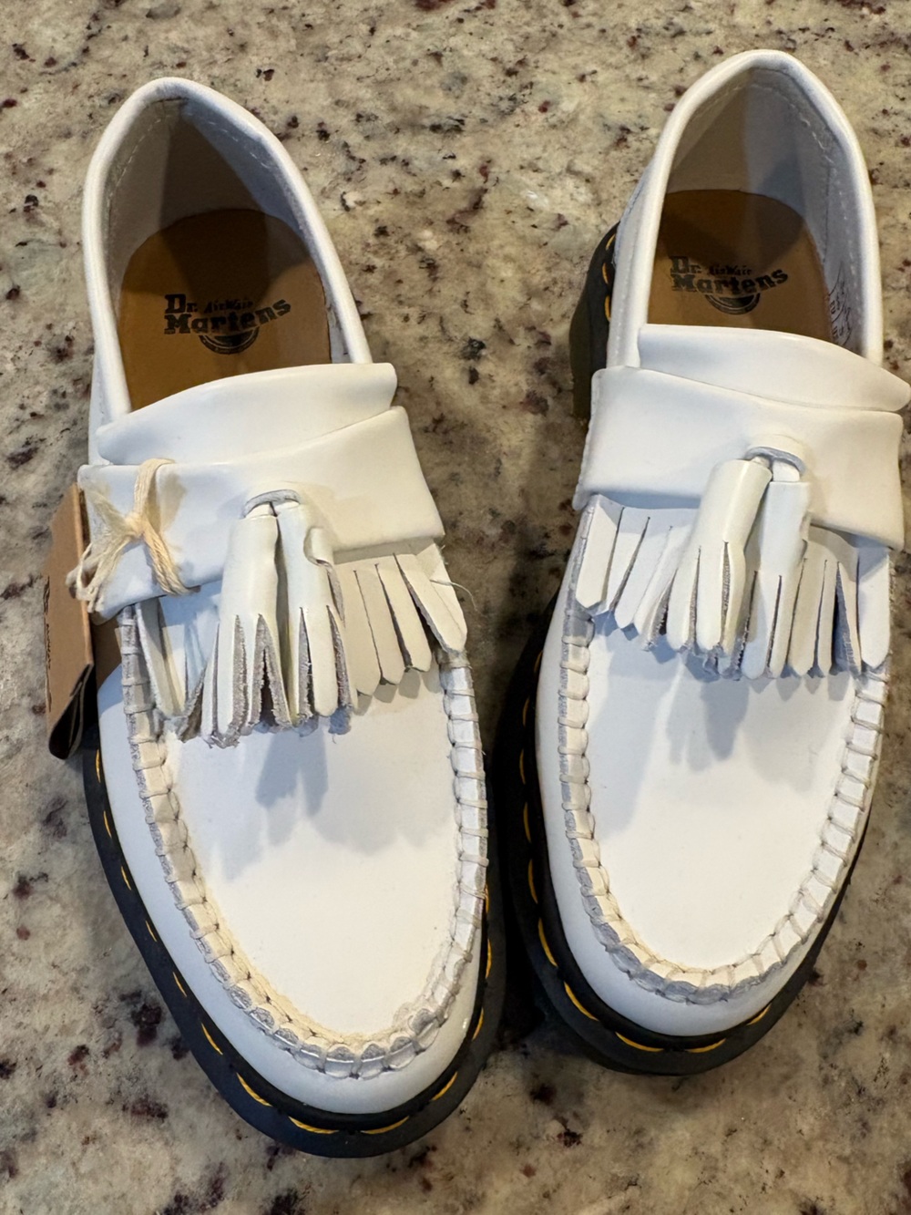 Dr. Martens Adrian YS White Smooth Leather Tassels Loafers